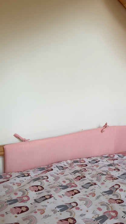 Tour de lit cabane double gaze rose blush
