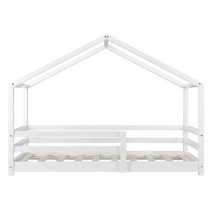 Lit cabane avec barrière 70x140cm - Blanc