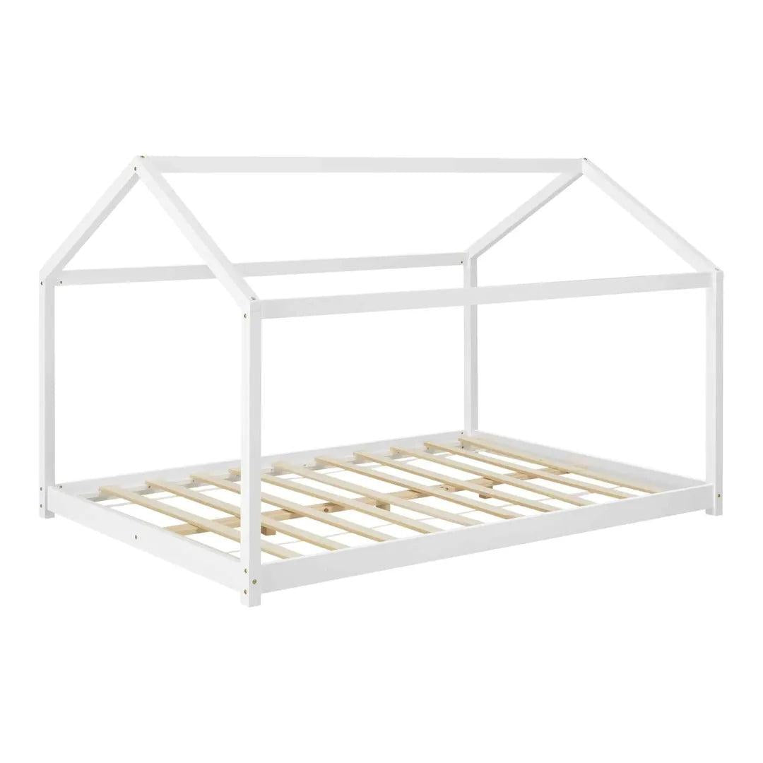 Grand lit cabane Montessori 140x200 cm - Blanc