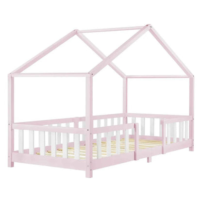 Lit cabane avec barrière 90x200cm