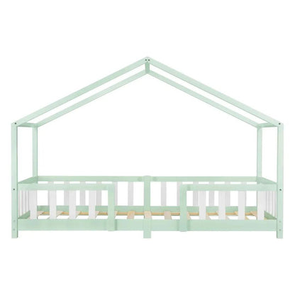 Lit cabane avec barrière - 90x200 cm - Vert menthe