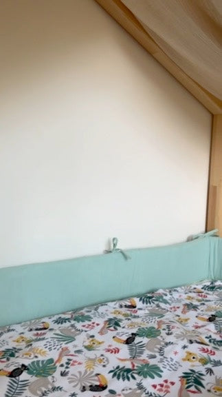 Tour de lit cabane double gaze vert menthe