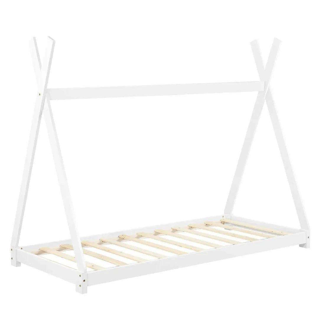 Lit tipi 90x200cm avec matelas - Montessori - Blanc