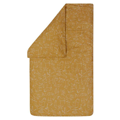 Housse de couette + taie Elie jaune moutarde