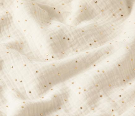 Ciel de lit cabane Ecru pois dorés en stock