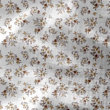 Drap housse double gaze coton fleuri NINA