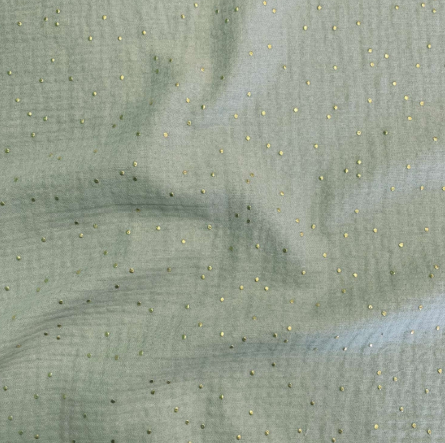 Ciel de lit cabane (pack de 2) Vert de gris à pois dorés