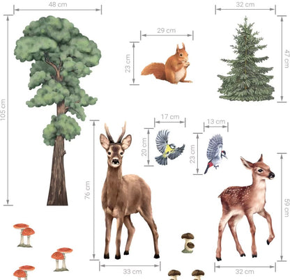 Sticker Animaux de la forêt biches