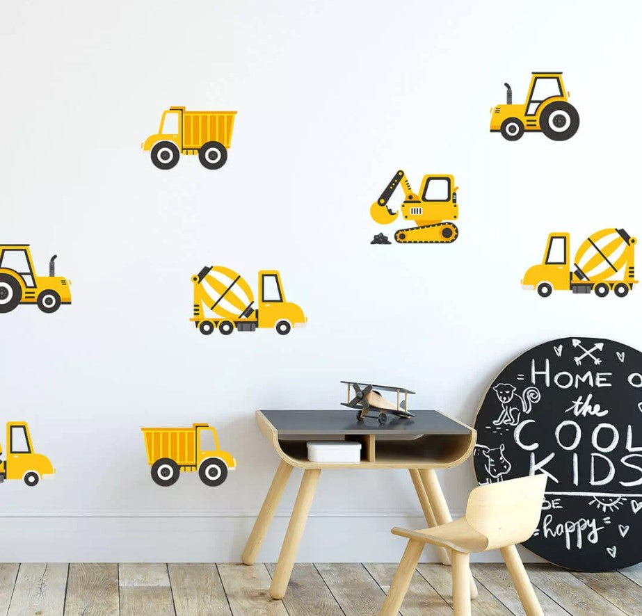 Sticker Tracteur &amp; Pelleteuse Jaune