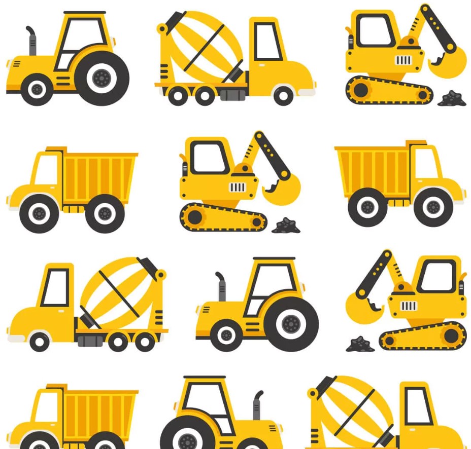 Sticker Tracteur &amp; Pelleteuse Jaune