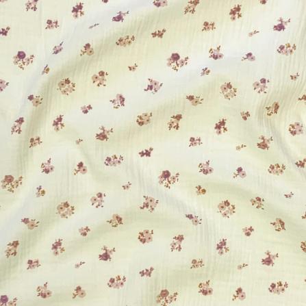 Drap housse double gaze coton fleuri HAVA
