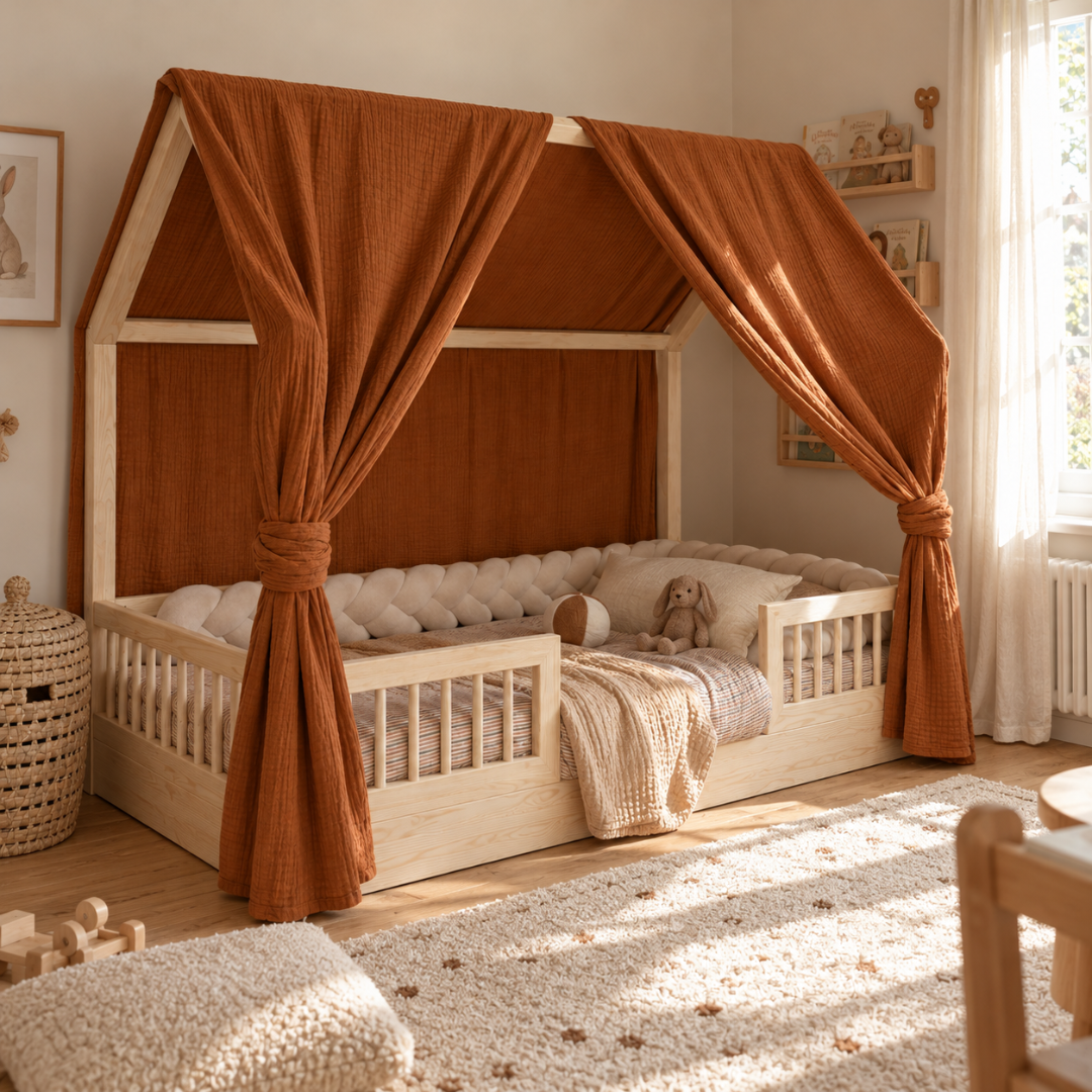 Set van 2 mintgroene luifels voor cabinebedden