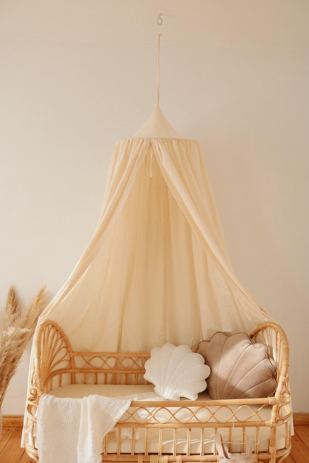 Ciel de lit bébé Ecru - Fait main