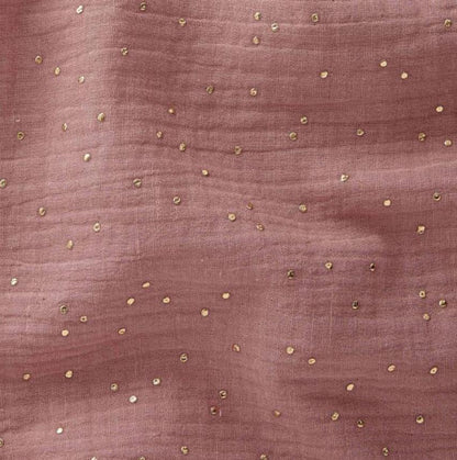 Pochette de rangement lit - Rose pois dorés