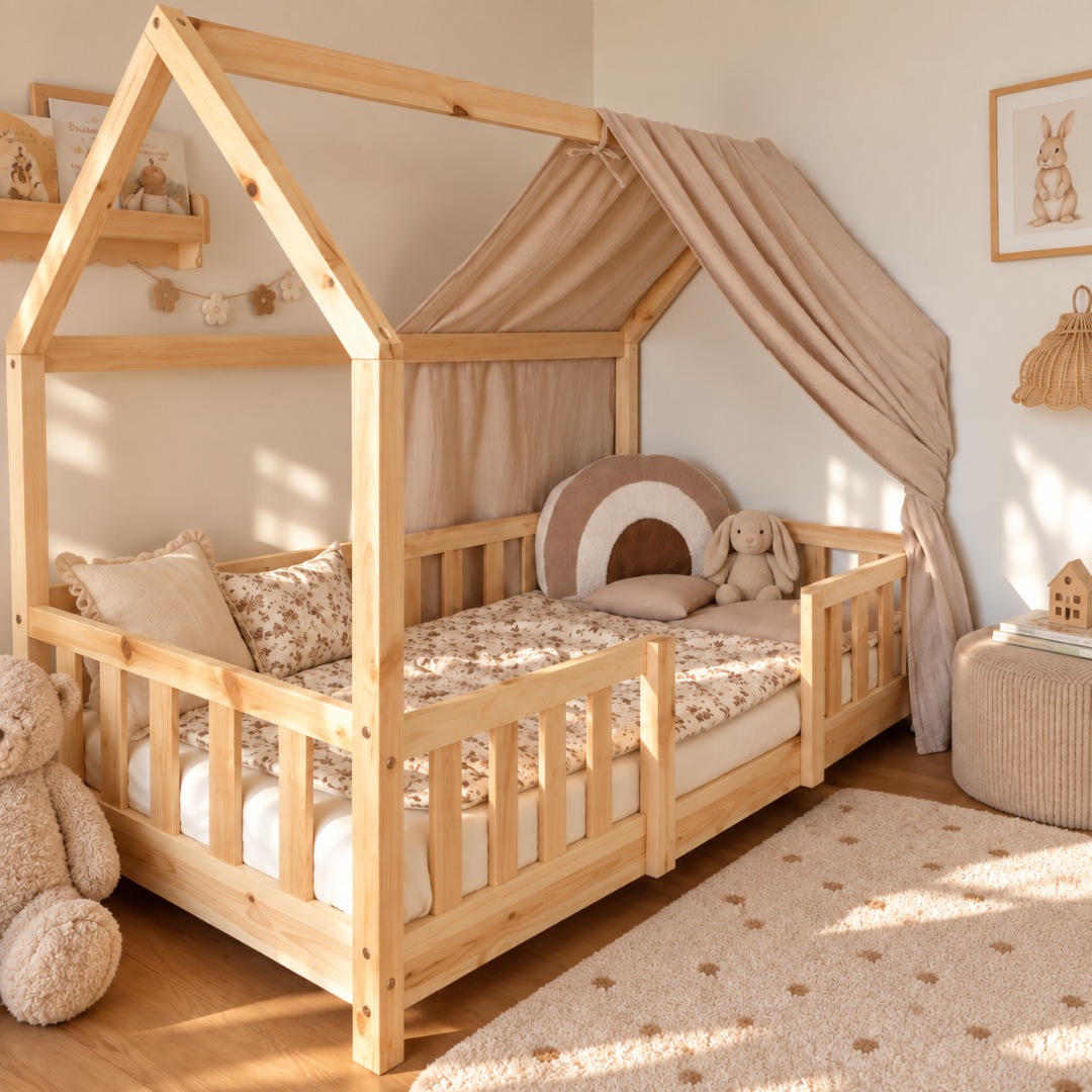 Ciel de lit cabane Beige