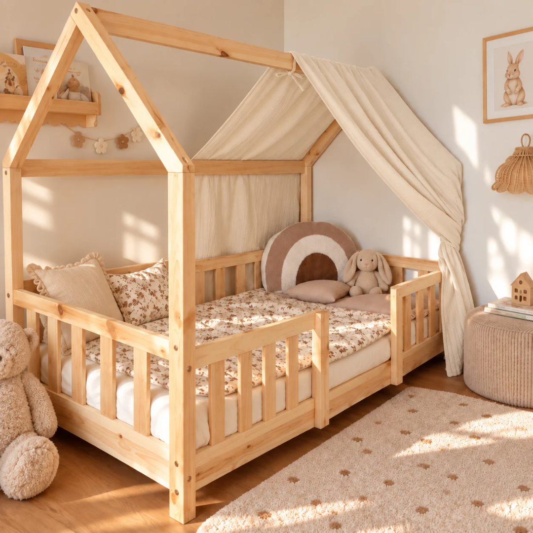 Ciel de lit cabane Ecru 80x160cm