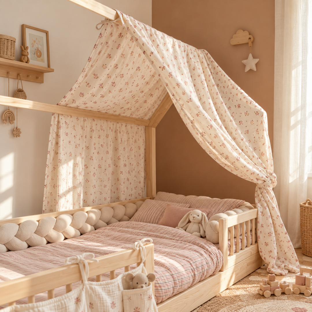 Ciel de lit cabane fleuri HAVA