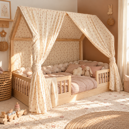 Set van 2 beige hemelbedden voor cabinebedden