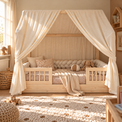 Ciel de lit cabane (pack de 2) Ecru