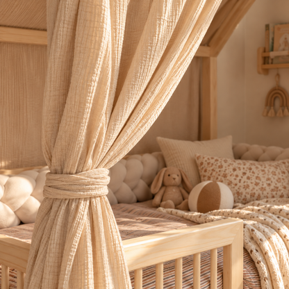 Ciel de lit cabane (pack de 2) Beige en stock