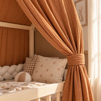 Ciel de lit cabane (pack de 2) Caramel pois dorés
