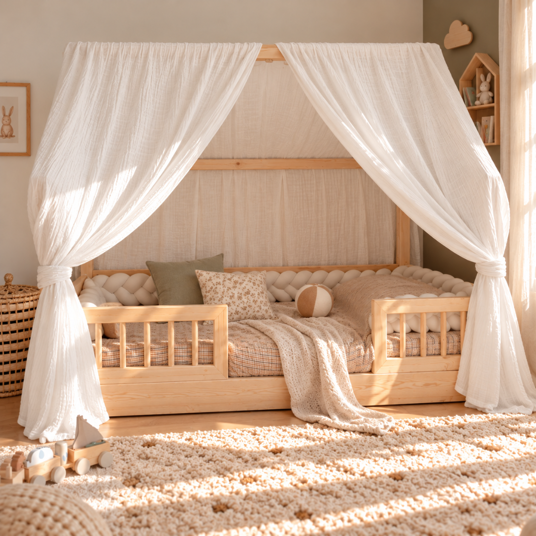 Set van 2 witte luifels voor cabinebedden
