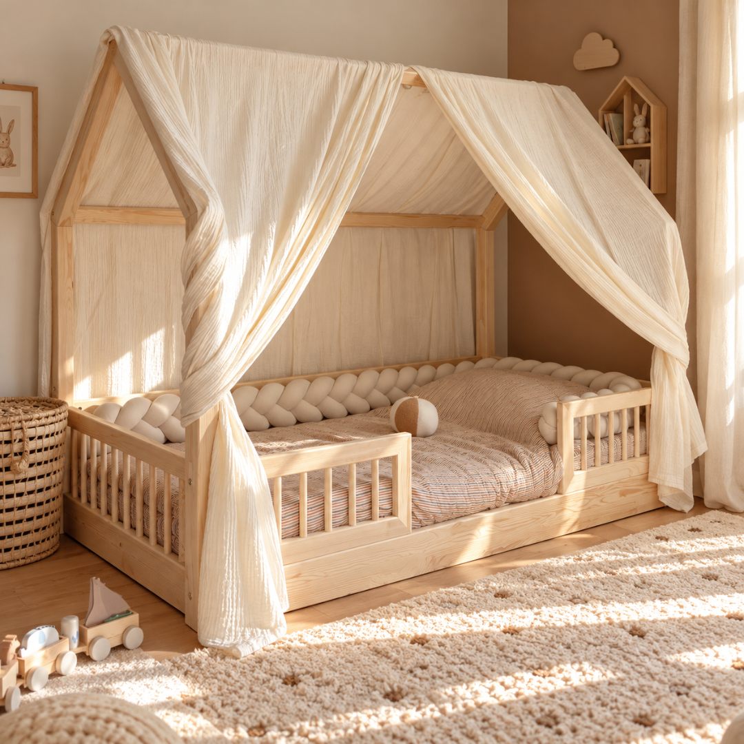 Ciel de lit cabane (pack de 2) Ecru