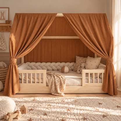 Ciel de lit cabane (pack de 2) Caramel pois dorés