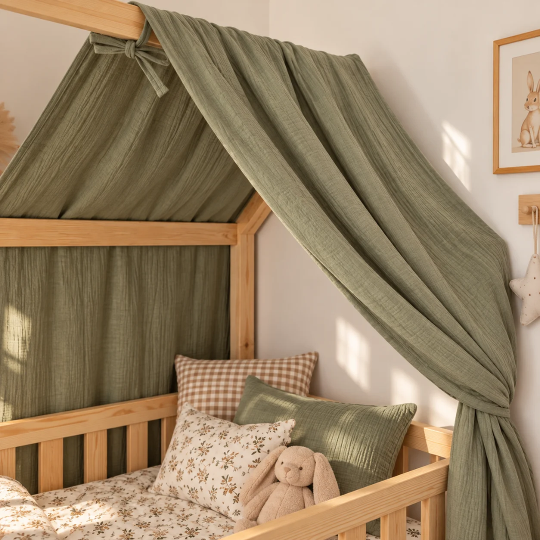 Ciel de lit cabane Vert kaki