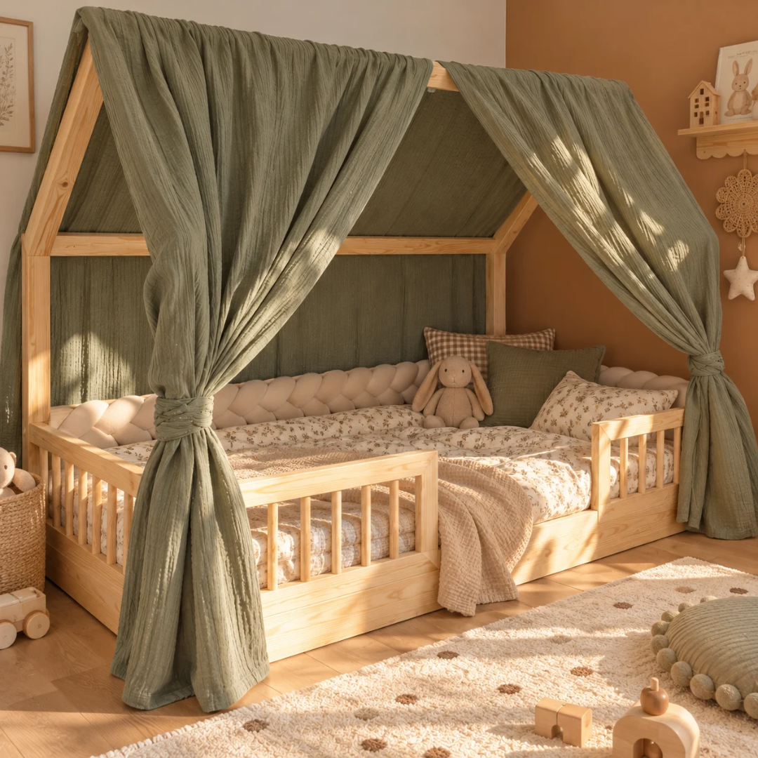 Ciel de lit cabane (pack de 2) Vert kaki