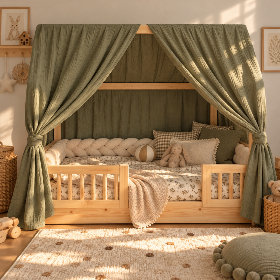 Ciel de lit cabane (pack de 2) Vert kaki