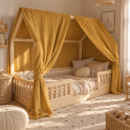 Ciel de lit cabane (pack de 2) Jaune moutarde
