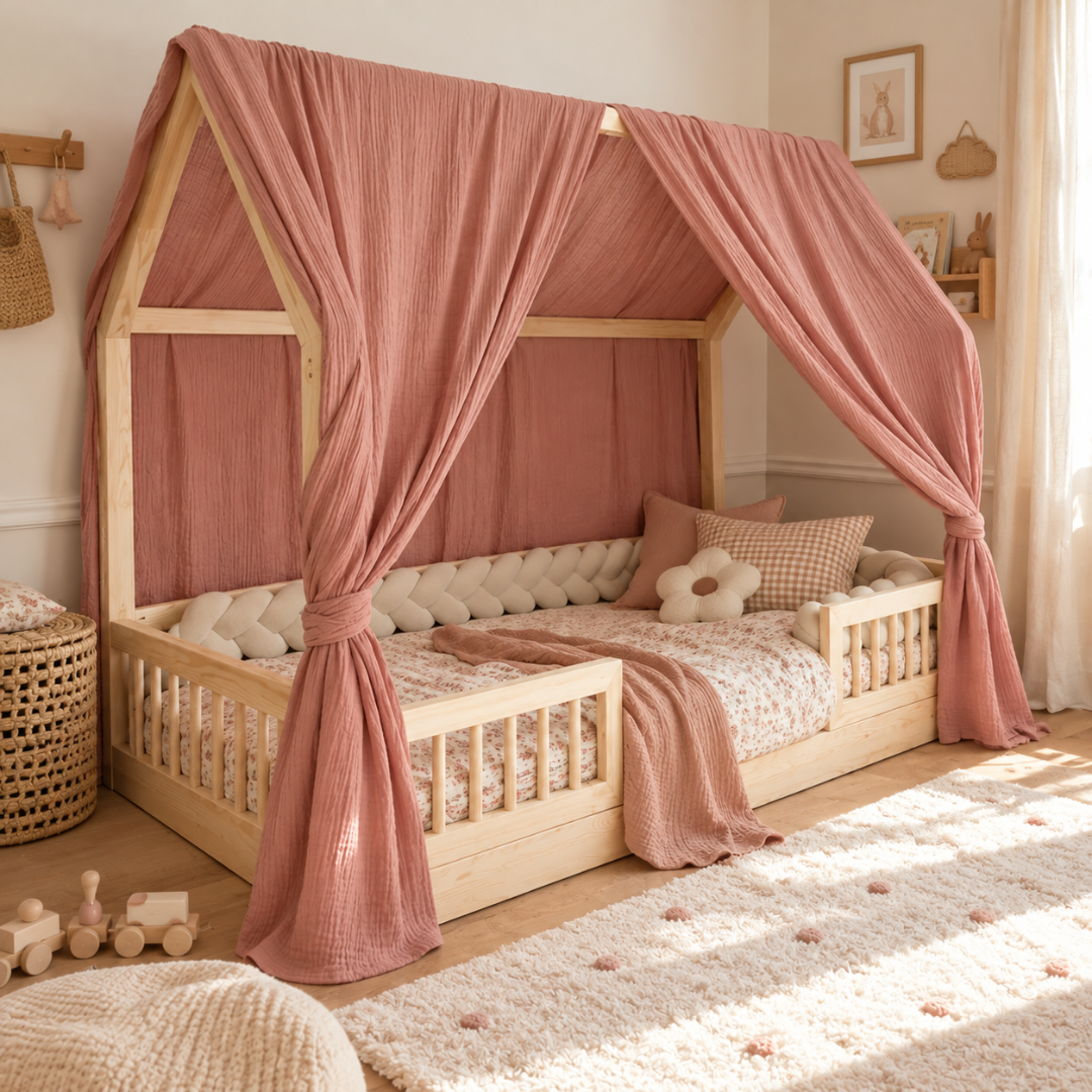 Ciel de lit cabane (pack de 2) Rose