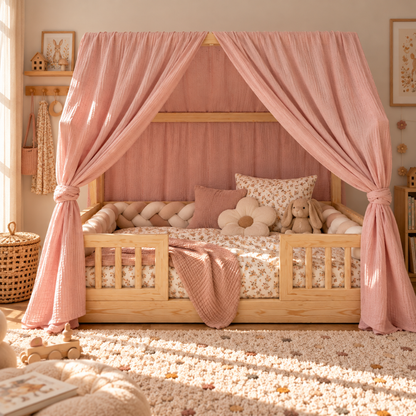 Ciel de lit cabane (pack de 2) Rose blush