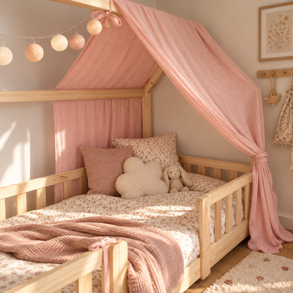 Ciel de lit cabane Rose blush