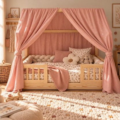 Set van 2 roze hemels voor cabinebedden