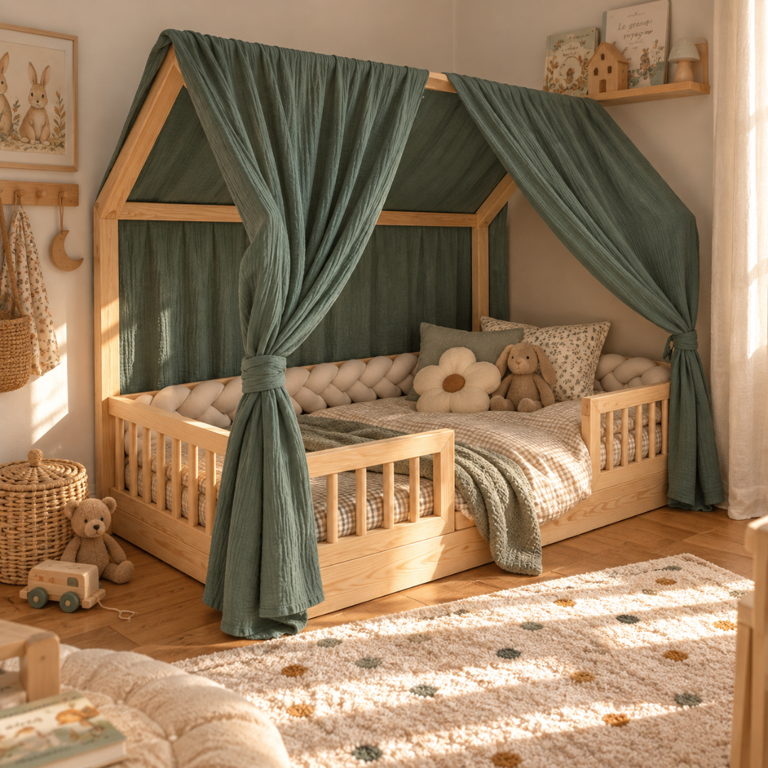 Ciel de lit cabane (pack de 2) Vert eucalyptus