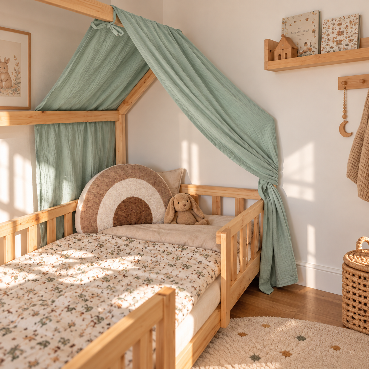 Ciel de lit cabane Vert menthe