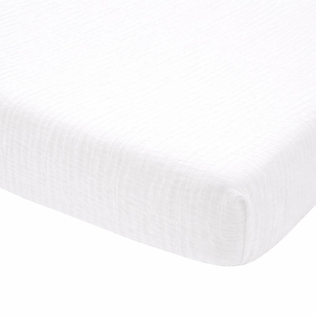 Drap housse double gaze coton BIO - Blanc