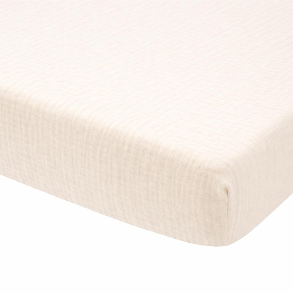 Drap housse double gaze coton BIO - Ecru