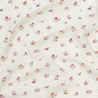 Panier à langer + matelas + housse double gaze fleurie Hava