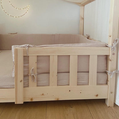 Tour de lit cabane double gaze Beige 19x370cm