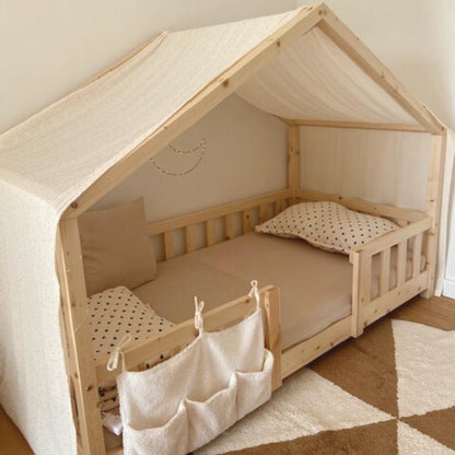 Ciel de lit cabane Ecru pois dorés en stock