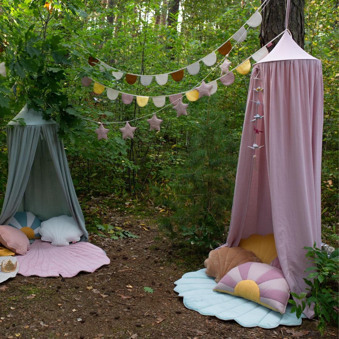 Ciel de lit bébé Rose - Fait main