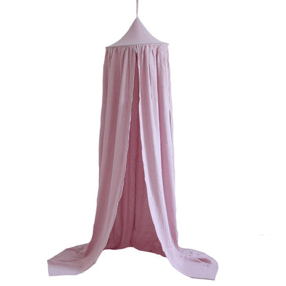 Ciel de lit bébé Rose pois dorés - Fait main