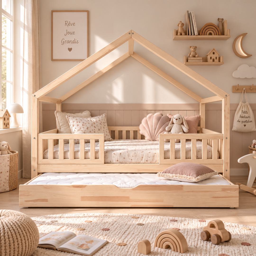 Lit cabane avec tiroir lit d&