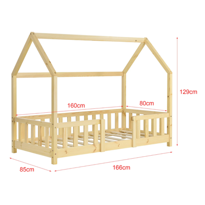 Grand lit cabane double avec barrière