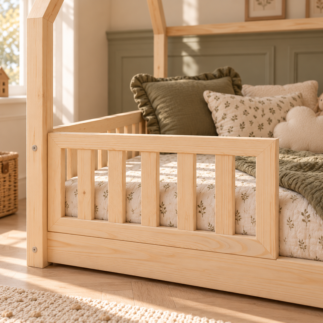 Lit cabane Montessori avec barrière Andrea Personnalisable