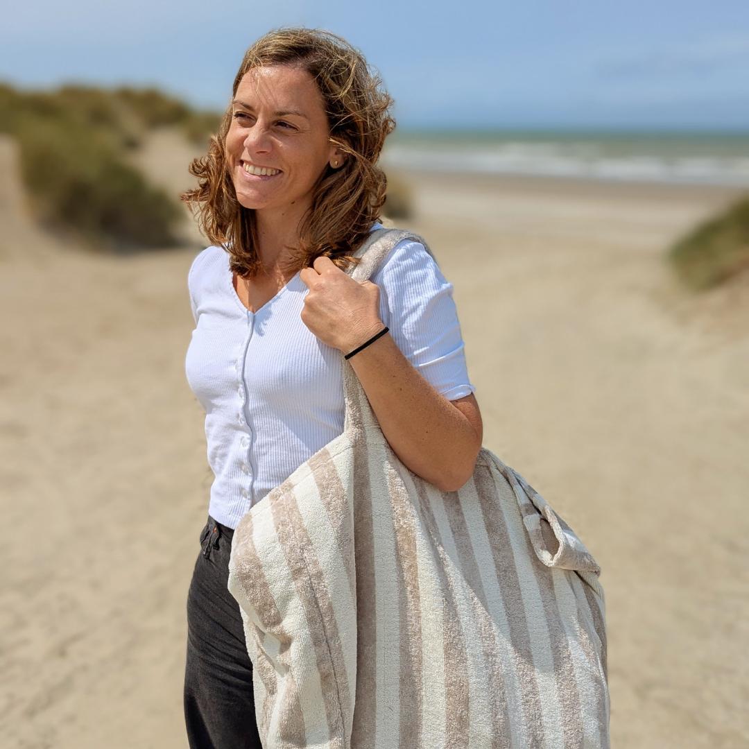 Sac cabas éponge XL - Ecru &amp; Beige
