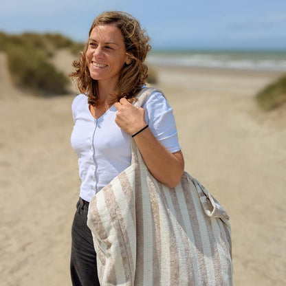 Sac cabas éponge XL - Ecru &amp; Beige